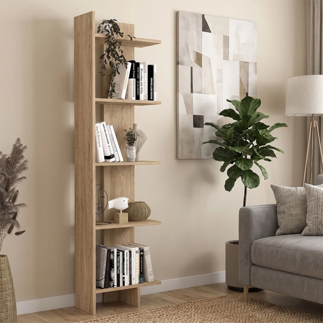 Βιβλιοθήκη Perla Megapap χρώμα sepet oak 48x22x170εκ.