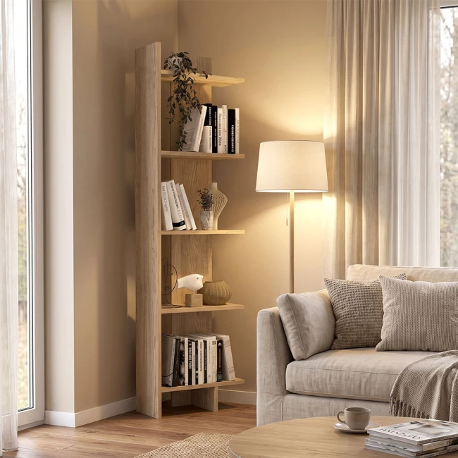 Βιβλιοθήκη Perla Megapap χρώμα sepet oak 48x22x170εκ.