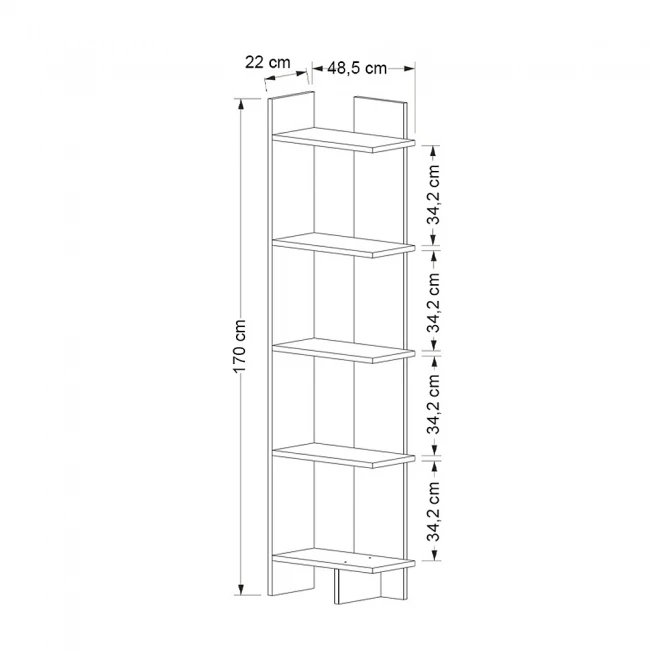Βιβλιοθήκη Perla Megapap χρώμα sepet oak 48x22x170εκ.