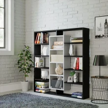 Βιβλιοθήκη Ample Megapap χρώμα μαύρο - λευκό 125x22x135,7εκ.