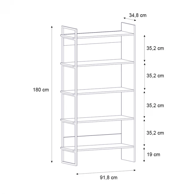 Βιβλιοθήκη Cecilia Megapap χρώμα καπνιστή καρυδιά 91,8x34,8x180εκ.