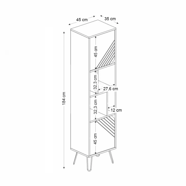 Βιβλιοθήκη Norma Megapap χρώμα καρυδί 45x35x184εκ.