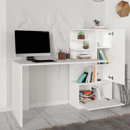 Γραφείο εργασίας Merino Megapap χρώμα λευκό 149,5x61,8x120εκ. Γραφείο εργασίας Merino Megapap χρώμα λευκό 149,5x61,8x120εκ.