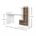 Γραφείο εργασίας Merino Megapap χρώμα λευκό - καρυδί 149,5x61,8x120εκ.