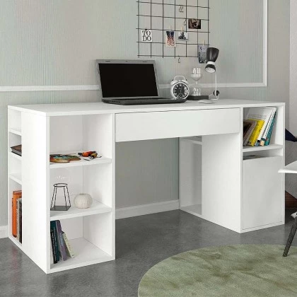 Γραφείο εργασίας Pontus Megapap χρώμα λευκό 145x60x74,4εκ. Γραφείο εργασίας Pontus Megapap χρώμα λευκό 145x60x74,4εκ.