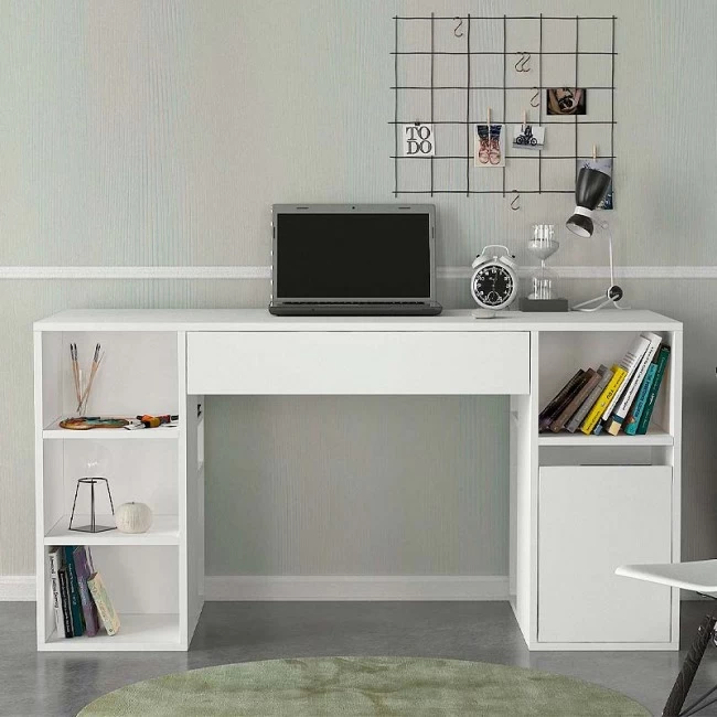 Γραφείο εργασίας Pontus Megapap χρώμα λευκό 145x60x74,4εκ.