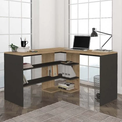 Γραφείο εργασίας Stylo Megapap χρώμα sapphire oak -  ανθρακί 120x120x73,8εκ. Γραφείο εργασίας Stylo Megapap χρώμα sapphire oak -  ανθρακί 120x120x73,8εκ.