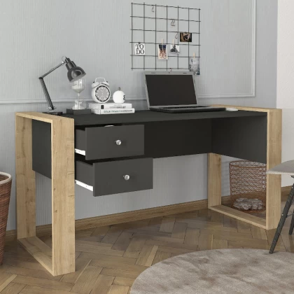 Γραφείο εργασίας Fernando Megapap χρώμα ανθρακί - sapphire oak 158,4x60x72,2εκ. Γραφείο εργασίας Fernando Megapap χρώμα ανθρακί - sapphire oak 158,4x60x72,2εκ.