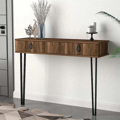 Κονσόλα επιτοίχια Ursula Megapap χρώμα καρυδί 120x35,5x90εκ. Κονσόλα επιτοίχια Ursula Megapap χρώμα καρυδί 120x35,5x90εκ.