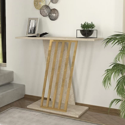 Κονσόλα Gravity Megapap χρώμα travertine - χρυσό 90x29,6x76,8εκ. Κονσόλα Gravity Megapap χρώμα travertine - χρυσό 90x29,6x76,8εκ.