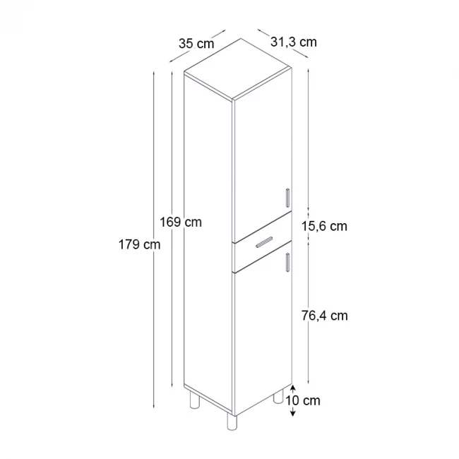 Ντουλάπι κουζίνας - μπάνιου Selina Megapap χρώμα sapphire oak 35x31x179εκ.
