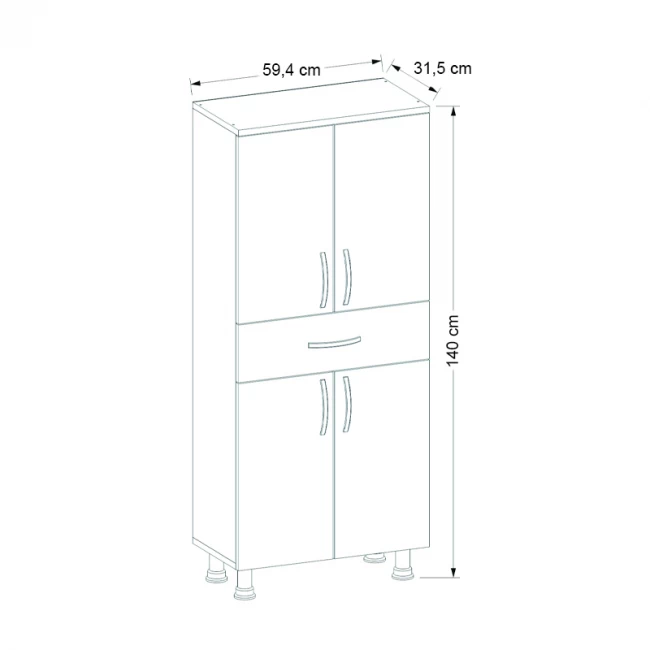 Ντουλάπι κουζίνας - μπάνιου Montana Megapap χρώμα λευκό 59,4x31,5x140εκ.
