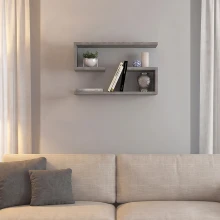 Ραφιέρα τοίχου Jenika Megapap 2 τμχ χρώμα γκρι σκυροδέματος 60x14,5x18εκ.