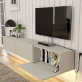 Έπιπλο τηλεόρασης επιτοίχιο Damla Megapap με LED χρώμα sandstone 180x29,5x29,5εκ.