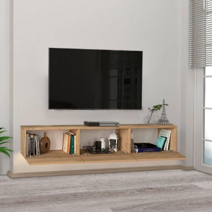 Έπιπλο τηλεόρασης επιτοίχιο Damla Megapap με LED χρώμα sapphire oak 180x29,5x29,5εκ. Έπιπλο τηλεόρασης επιτοίχιο Damla Megapap με LED χρώμα sapphire oak 180x29,5x29,5εκ.