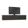 Έπιπλο τηλεόρασης επιτοίχιο Damla Megapap με LED χρώμα sapphire oak - ανθρακί 180x29,5x29,5εκ.