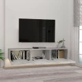 Έπιπλο τηλεόρασης επιτοίχιο Damla Megapap με LED χρώμα λευκό εφέ μαρμάρου 180x29,5x29,5εκ.