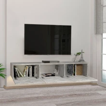 Έπιπλο τηλεόρασης επιτοίχιο Damla Megapap με LED χρώμα λευκό εφέ μαρμάρου 180x29,5x29,5εκ.