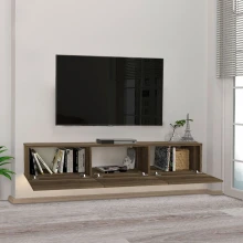 Έπιπλο τηλεόρασης επιτοίχιο Damla Megapap με LED χρώμα καρυδί 180x29,5x29,5εκ.
