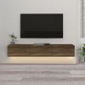 Έπιπλο τηλεόρασης επιτοίχιο Damla Megapap με LED χρώμα καρυδί 180x29,5x29,5εκ.