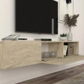 Έπιπλο τηλεόρασης επιτοίχιο Damla Megapap με LED χρώμα travertine 180x29,5x29,5εκ.