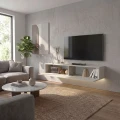 Έπιπλο τηλεόρασης επιτοίχιο Aristo Megapap με LED χρώμα sandstone 135x31,6x25εκ.