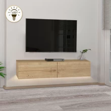 Έπιπλο τηλεόρασης επιτοίχιο Aristo Megapap με LED χρώμα sapphire oak 135x31,6x25εκ.