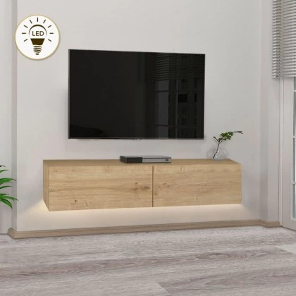 Έπιπλο τηλεόρασης επιτοίχιο Aristo Megapap με LED χρώμα sapphire oak 135x31,6x25εκ. Έπιπλο τηλεόρασης επιτοίχιο Aristo Megapap με LED χρώμα sapphire oak 135x31,6x25εκ.