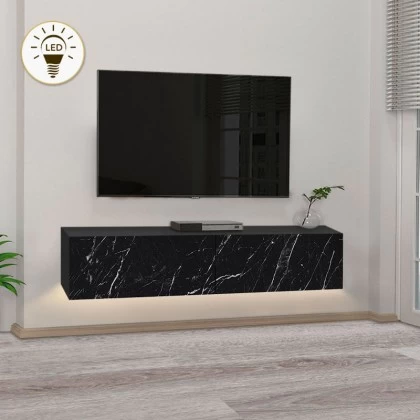 Έπιπλο τηλεόρασης επιτοίχιο Aristo Megapap με LED χρώμα μαύρο - εφέ μαρμάρου 135x31,6x25εκ. Έπιπλο τηλεόρασης επιτοίχιο Aristo Megapap με LED χρώμα μαύρο - εφέ μαρμάρου 135x31,6x25εκ.