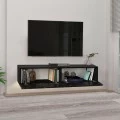 Έπιπλο τηλεόρασης επιτοίχιο Aristo Megapap με LED χρώμα μαύρο - εφέ μαρμάρου 135x31,6x25εκ.