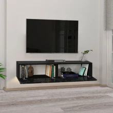 Έπιπλο τηλεόρασης επιτοίχιο Aristo Megapap με LED χρώμα μαύρο - εφέ μαρμάρου 135x31,6x25εκ.