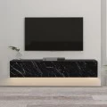Έπιπλο τηλεόρασης επιτοίχιο Aristo Megapap με LED χρώμα μαύρο - εφέ μαρμάρου 135x31,6x25εκ.