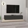 Έπιπλο τηλεόρασης επιτοίχιο Aristo Megapap με LED χρώμα ανθρακί 135x31,6x25εκ.