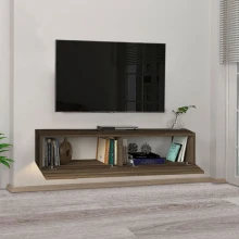 Έπιπλο τηλεόρασης επιτοίχιο Aristo Megapap με LED χρώμα καρυδί 135x31,6x25εκ.
