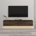 Έπιπλο τηλεόρασης επιτοίχιο Aristo Megapap με LED χρώμα καρυδί 135x31,6x25εκ.
