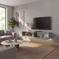 Έπιπλο τηλεόρασης επιτοίχιο Aristo Megapap με LED χρώμα γκρι σκυροδέματος 135x31,6x25εκ.