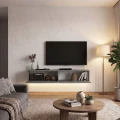 Έπιπλο τηλεόρασης επιτοίχιο Aristo Megapap με LED χρώμα γκρι σκυροδέματος 135x31,6x25εκ.