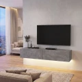 Έπιπλο τηλεόρασης επιτοίχιο Aristo Megapap με LED χρώμα γκρι σκυροδέματος 135x31,6x25εκ.
