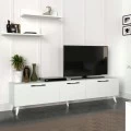 Έπιπλο τηλεόρασης Mareta Megapap χρώμα λευκό 180x31,3x42εκ.
