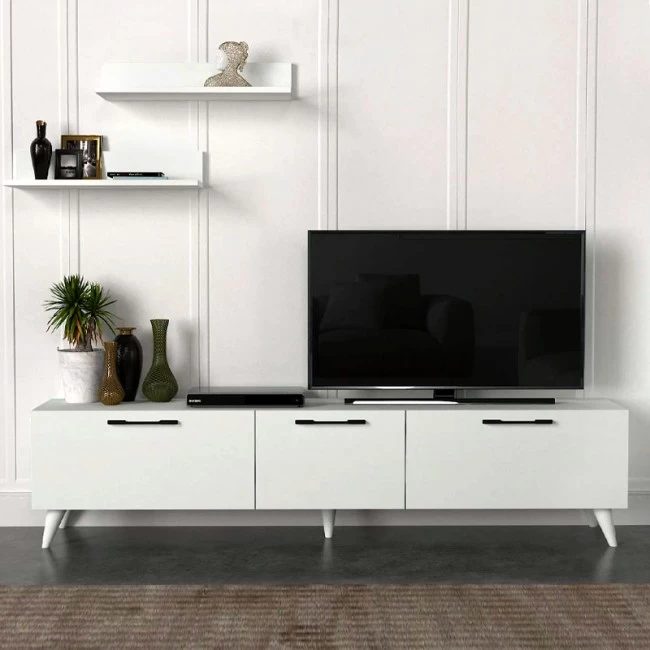 Έπιπλο τηλεόρασης Mareta Megapap χρώμα λευκό 180x31,3x42εκ.