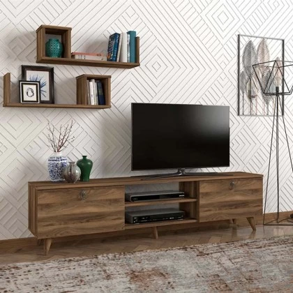 Έπιπλο τηλεόρασης Seddra Megapap χρώμα καρυδί 180x31,5x45εκ. Έπιπλο τηλεόρασης Seddra Megapap χρώμα καρυδί 180x31,5x45εκ.