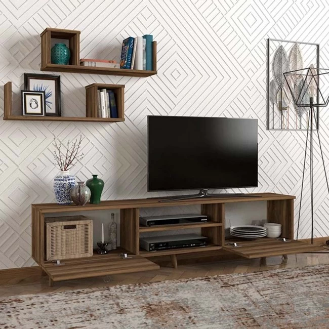 Έπιπλο τηλεόρασης Seddra Megapap χρώμα καρυδί 180x31,5x45εκ.