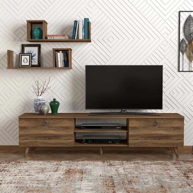 Έπιπλο τηλεόρασης Seddra Megapap χρώμα καρυδί 180x31,5x45εκ.