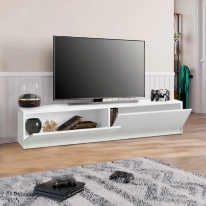 Έπιπλο τηλεόρασης Ahenk Megapap χρώμα λευκό 160x31,3x32,9εκ. Έπιπλο τηλεόρασης Ahenk Megapap χρώμα λευκό 160x31,3x32,9εκ.