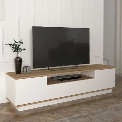 Έπιπλο τηλεόρασης Fedya Megapap χρώμα λευκό - sapphire oak 180x45x44,6εκ. Έπιπλο τηλεόρασης Fedya Megapap χρώμα λευκό - sapphire oak 180x45x44,6εκ.