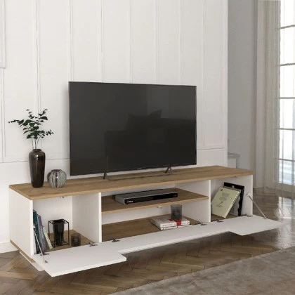 Έπιπλο τηλεόρασης Fedya Megapap χρώμα λευκό - sapphire oak 180x45x44,6εκ. Έπιπλο τηλεόρασης Fedya Megapap χρώμα λευκό - sapphire oak 180x45x44,6εκ.