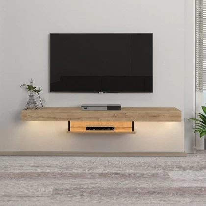 Έπιπλο τηλεόρασης επιτοίχιο Albares Megapap με LED χρώμα sapphire oak 150x29,6x22εκ. Έπιπλο τηλεόρασης επιτοίχιο Albares Megapap με LED χρώμα sapphire oak 150x29,6x22εκ.