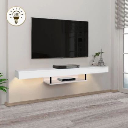 Έπιπλο τηλεόρασης επιτοίχιο Albares Megapap με LED χρώμα λευκό 150x29,6x22εκ. Έπιπλο τηλεόρασης επιτοίχιο Albares Megapap με LED χρώμα λευκό 150x29,6x22εκ.