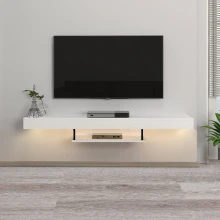 Έπιπλο τηλεόρασης επιτοίχιο Albares Megapap με LED χρώμα λευκό 150x29,6x22εκ.