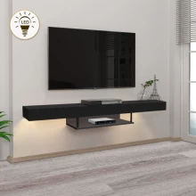 Έπιπλο τηλεόρασης επιτοίχιο Albares Megapap με LED χρώμα μαύρο 150x29,6x22εκ.